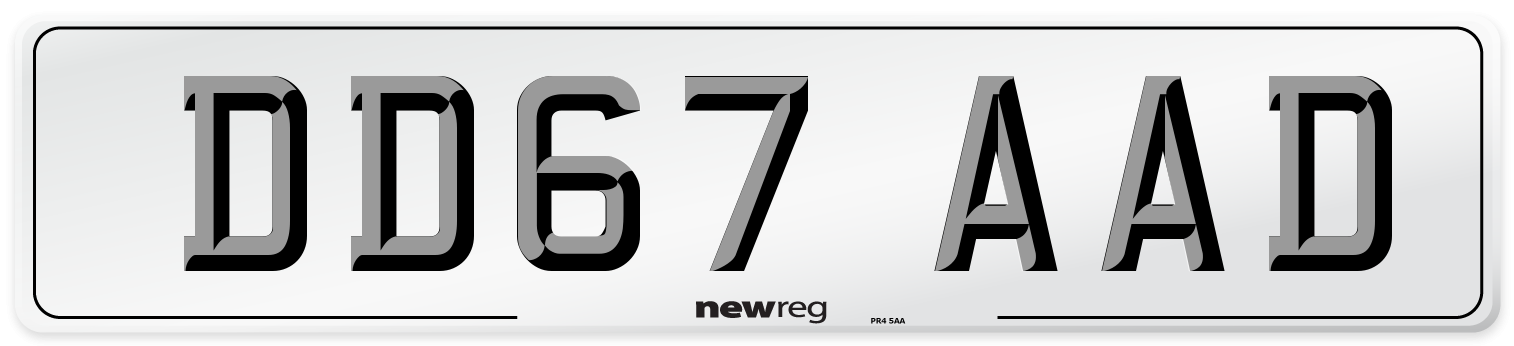 DD67 AAD Number Plate from New Reg